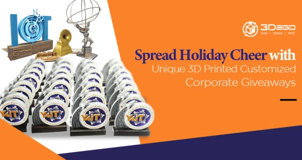 blog banner for Spread Office Cheer with 3D Printed Christmas Corporate Giveaways